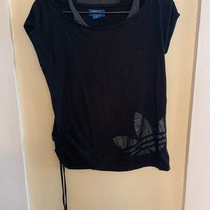 Adidas Women's Black Short Sleeve Shirt Gray Straps Medium